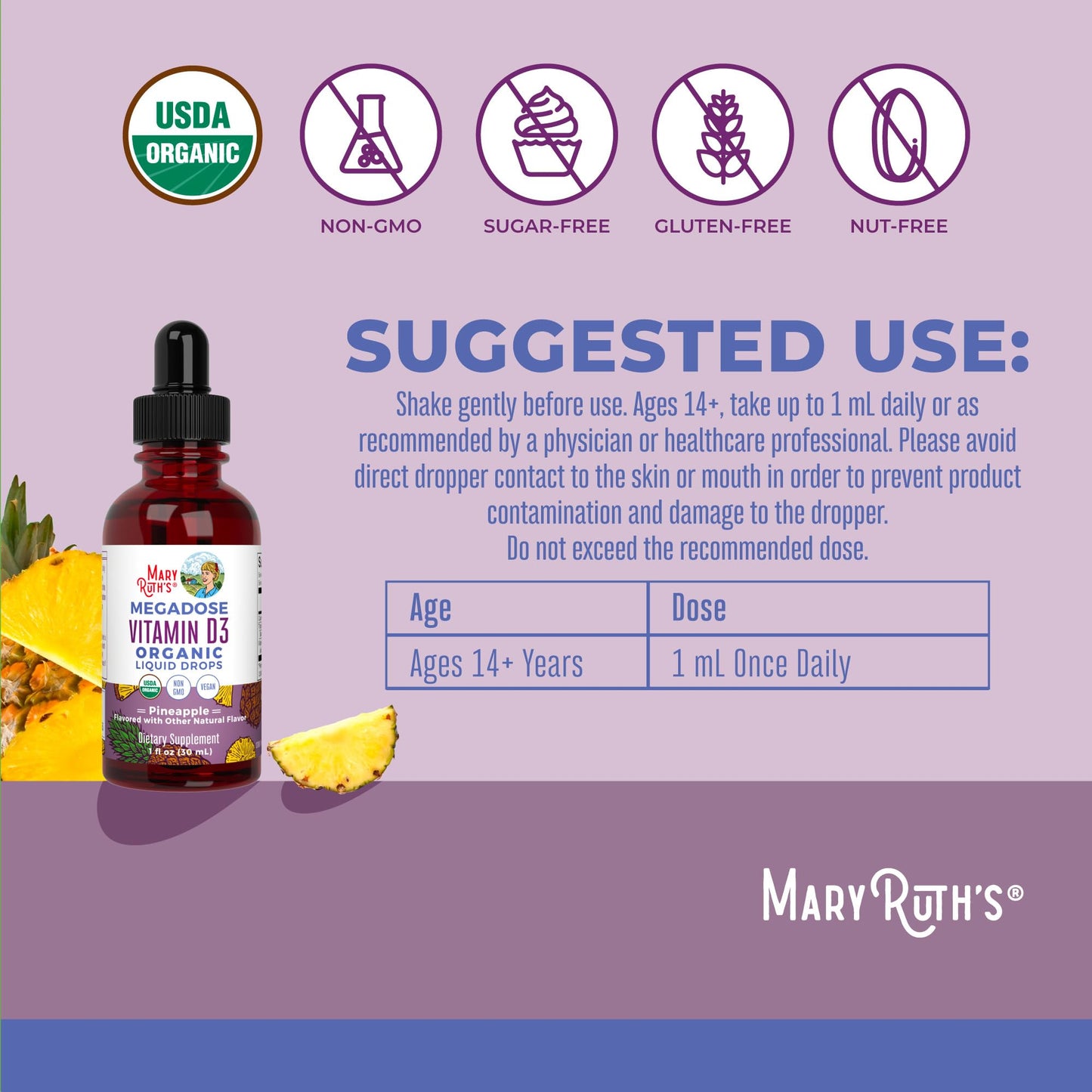 MaryRuth Organics Vitamin D3 Liquid Drops | Megadose 4000 IU | USDA Organic Liquid Vitamin D Spray for Adults & Kids | Immune Support & Bone Health | Vegan | Gluten Free | Non-GMO | 30 Servings MARYRUTH'SBuy Supplements Australia
