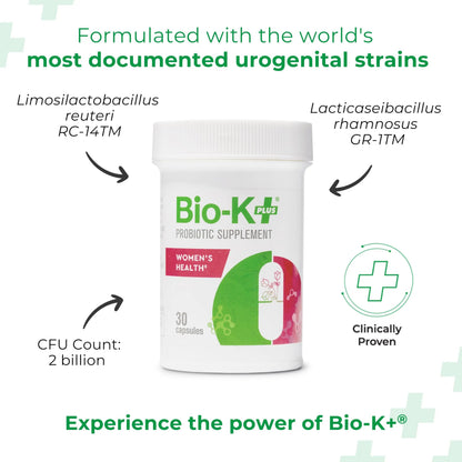 Bio-K+ Probiotic for Women support for Vaginal & Urinary Tract Health, Probiotic Supplement with 2 Billion CFU 2 Strains, Vegan, Shelf-Stable – 30 Capsules Bio-K PlusBuy Supplements Australia