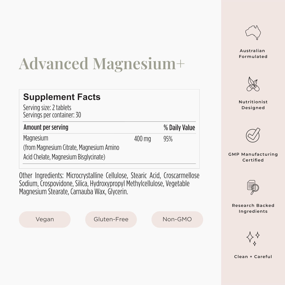 JSHealth Vitamins Advanced Magnesium Supplements with Magnesium Glycinate & Citrate for Muscle Relaxation (60 Tablets) JSHealthBuy Supplements Australia