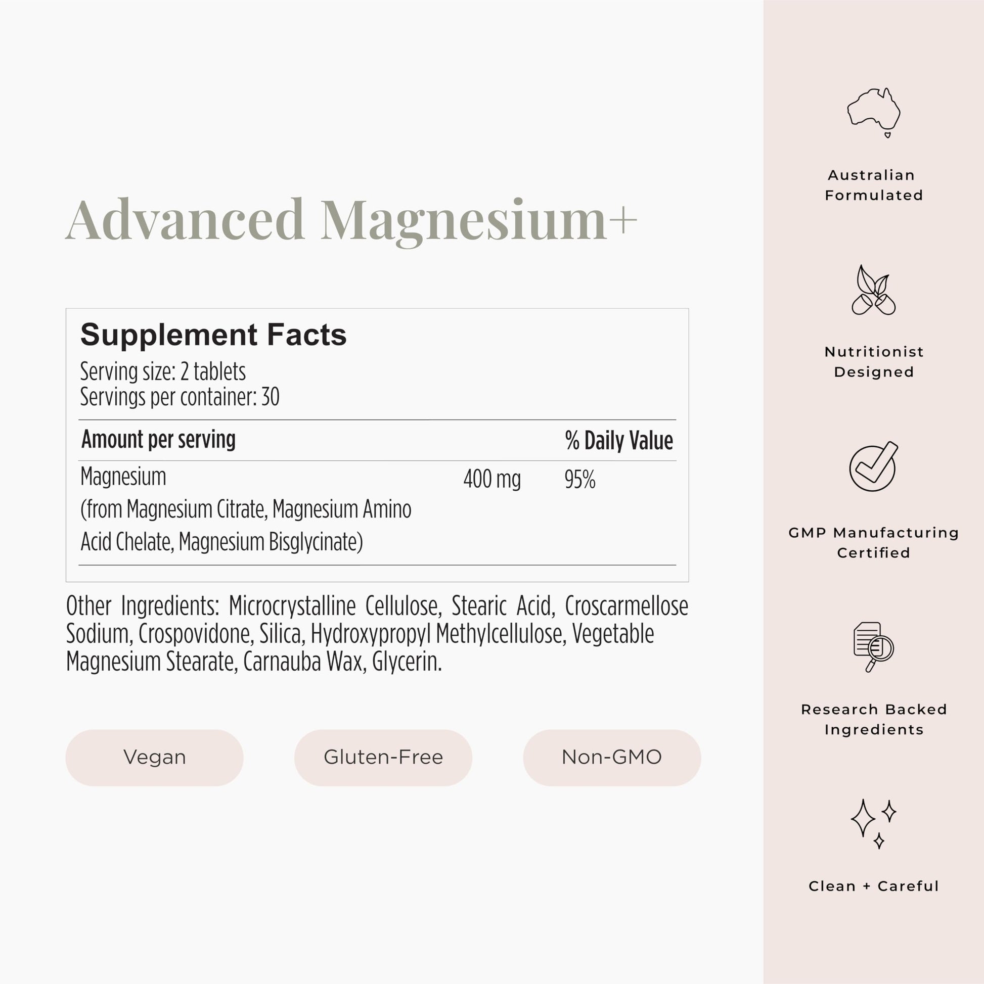 JSHealth Vitamins Advanced Magnesium Supplements with Magnesium Glycinate & Citrate for Muscle Relaxation (60 Tablets) JSHealthBuy Supplements Australia