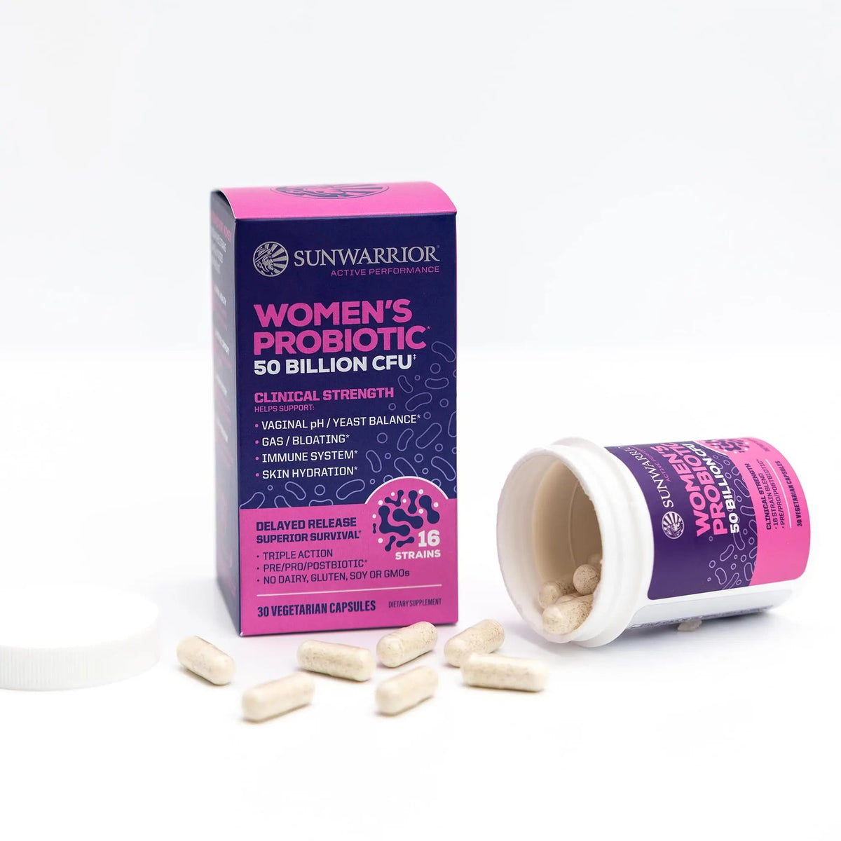 Probiotic for Gut Health 50 Billion CFU Probiotics Supplement Capsules 16 Strains Prebiotics, Postbiotics for Women Gut Immune Colon Health Energy Endurance Support Soy-Free Non-GMO 30 Capsule Serving SunwarriorBuy Supplements Australia