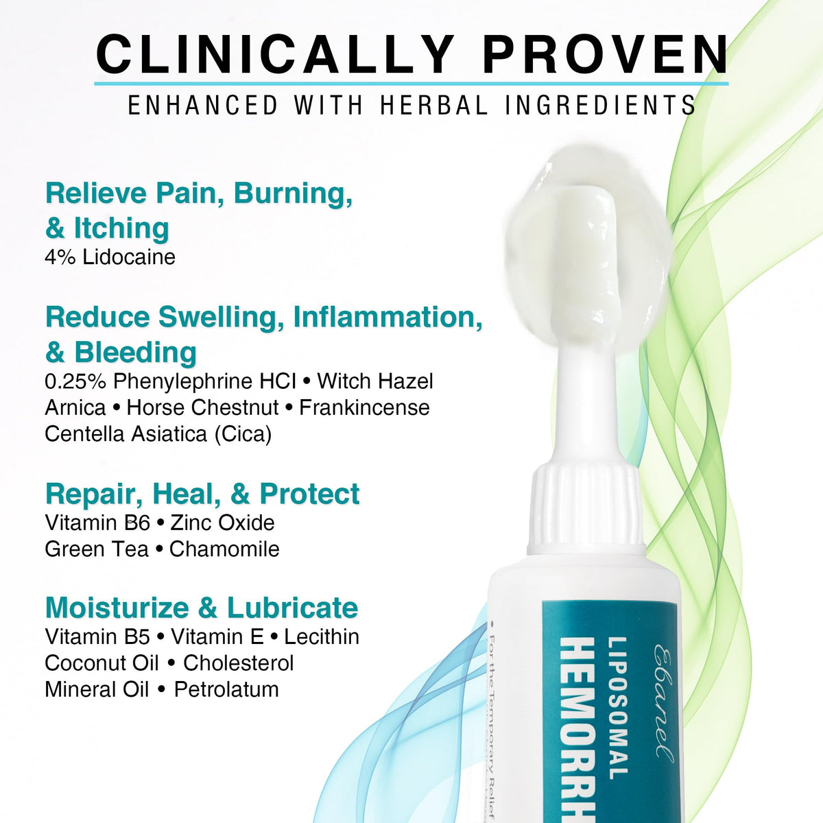Ebanel 4% Lidocaine Hemorrhoid Treatment Ointment with Phenylephrine, Witch Hazel, Vitamin B6, Zinc Oxide, Frankincense, External and Internal Hemorrhoids Treatment Burn Itch Pain Relief Anal Cream EbanelBuy Supplements Australia