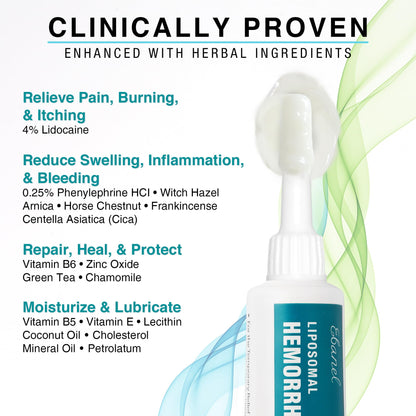 Ebanel 4% Lidocaine Hemorrhoid Treatment Ointment with Phenylephrine, Witch Hazel, Vitamin B6, Zinc Oxide, Frankincense, External and Internal Hemorrhoids Treatment Burn Itch Pain Relief Anal Cream EbanelBuy Supplements Australia