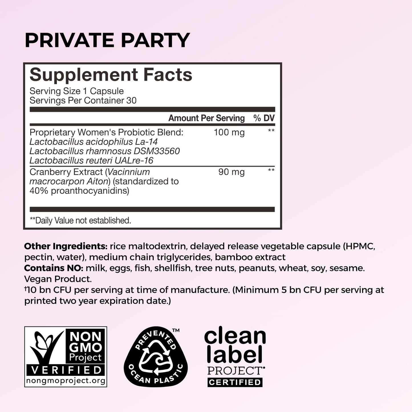 HUM Private Party Vaginal Probiotics for Women, pH Balance and Urinary Tract Support Vaginal Probiotic Supplement with Cranberry & Lactobacillus Blend, Women's Health Cranberry Pills, 30 Capsules HUMBuy Supplements Australia