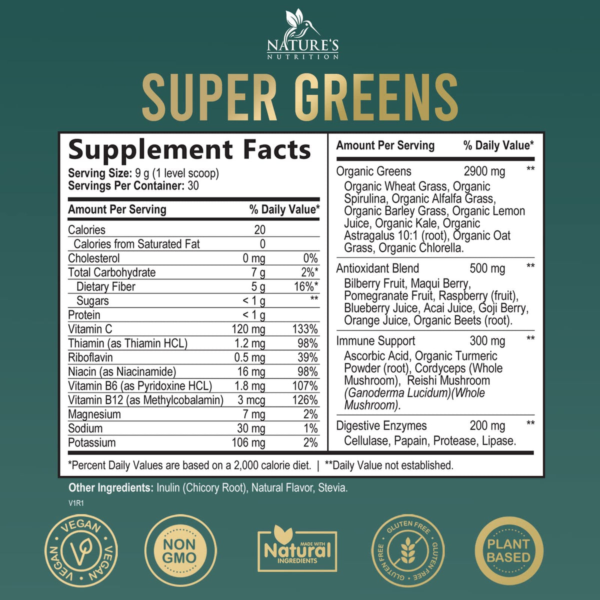 Greens Superfood Powder Supplement - Super Green Smoothie Mix Blend with Spirulina Nature's NutritionBuy Supplements Australia