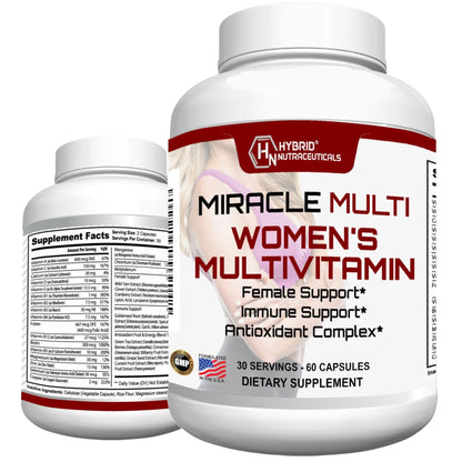 MiracleMulti Multivitamin for Women - Female Support Formula, Immune Support, Minerals, Biotin, Antioxidants & Superfoods Blend – 60 Capsules Hybrid NutraceuticalsBuy Supplements Australia