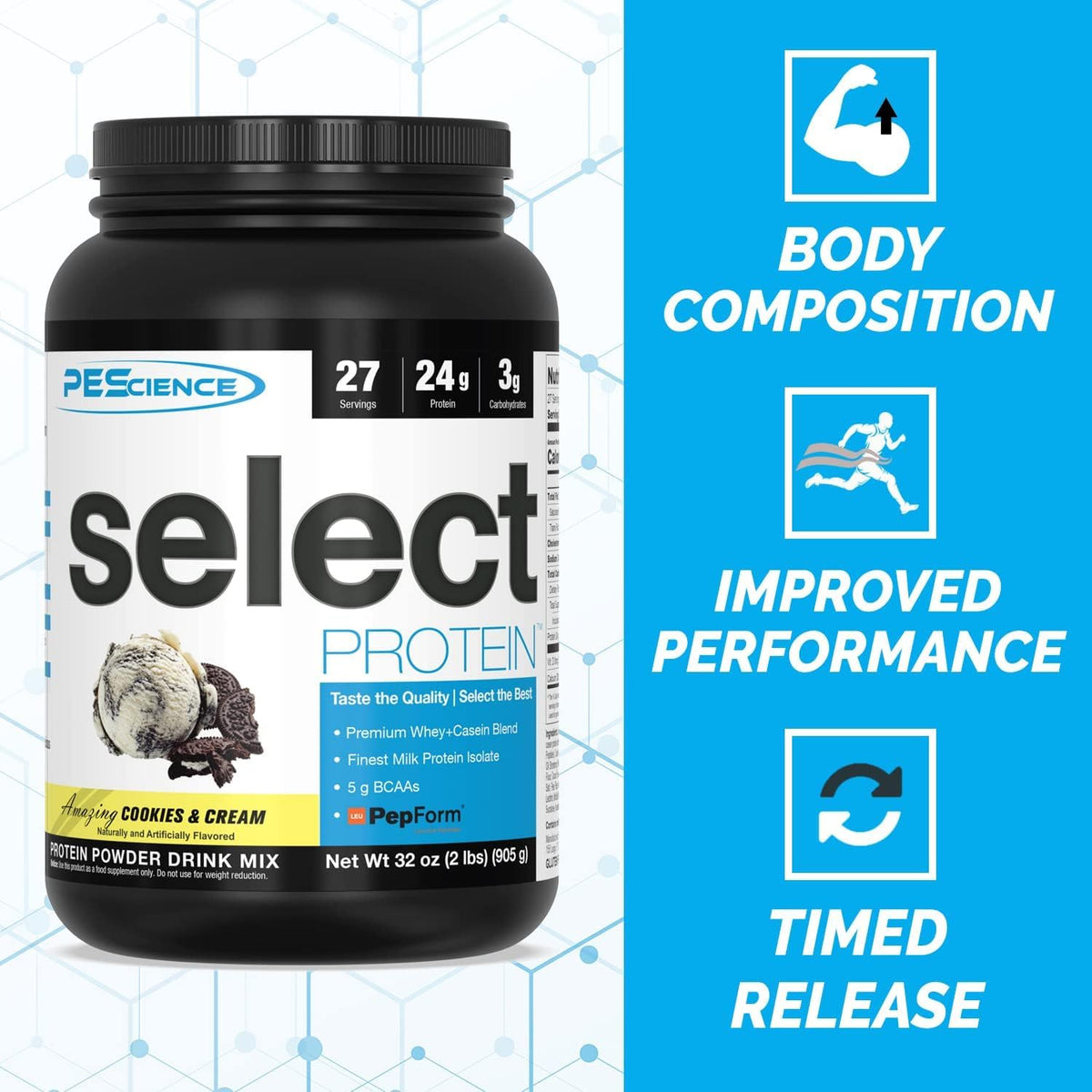 PEScience Select Protein, Cookies and Cream, 27 Serving, Premium Whey and Casein PEScienceBuy Supplements Australia