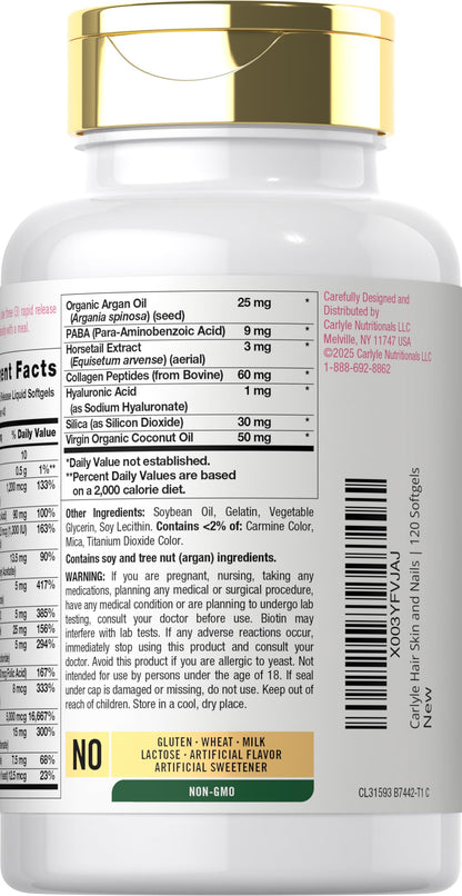 Carlyle Hair Skin and Nails Vitamin | 120 Softgels | Beauty Formula Supplement | with Biotin and Collagen Zinc, Vitamin A, B6, C & E | Non-GMO, Gluten Free Carlyle buy supplements Au