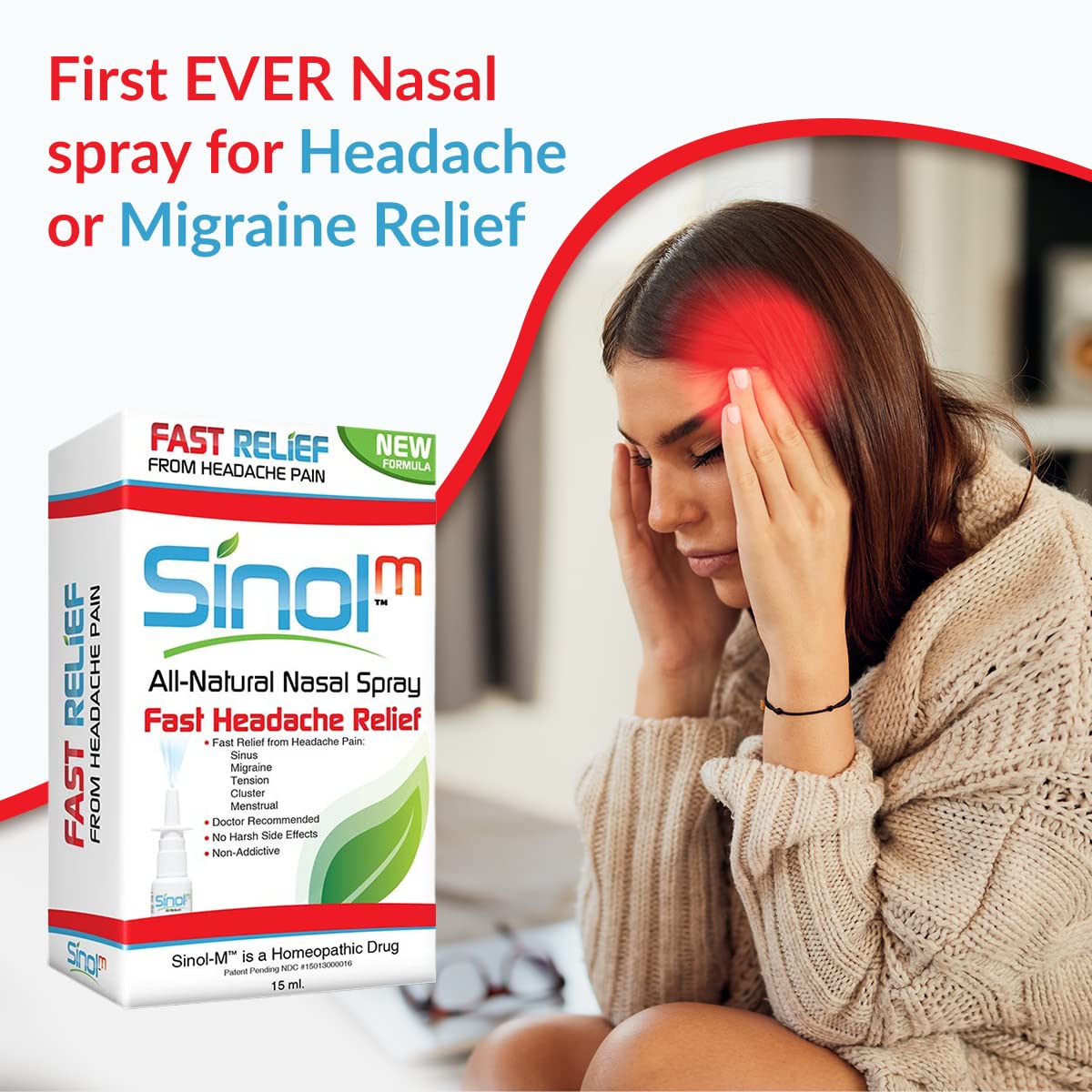 Sinol Headache Relief Spray, Over-The-Counter Medication Nose Spray for Migraine Cluster Tension, Sinus Relief & Nasal Decongestants, 15 ml SinolBuy Supplements Australia