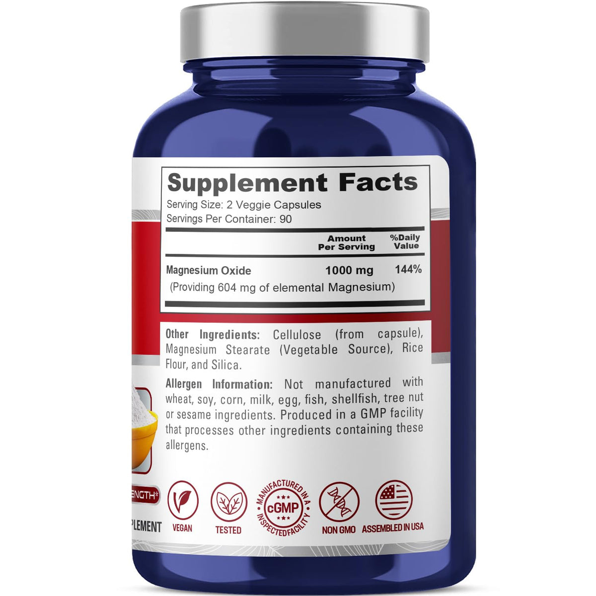NusaPure Magnesium Oxide 1,000mg per Serving 180 Veggie Caps (Non-GMO, Vegan) NusaPureBuy Supplements Australia