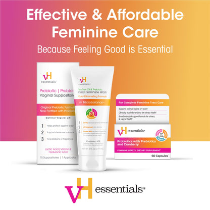 vH Essentials Boric Acid Plus Vaginal Suppositories, Prebiotic Infused with Soothing Aloe Vera, pH Support Formula Fights Odor and Promotes Freshness, 600mg Boric Acid, 30 Count vH essentialsBuy Supplements Australia