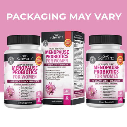 Menopause Supplements for Women - 40 Billion CFU Menopause Probiotics for Women - Support for Hot Flashes Night Sweats Mood Swings and Balance - Non-GMO, 30 Easy-Swallow Capsules, 30 Servings BioSchwartzBuy Supplements Australia