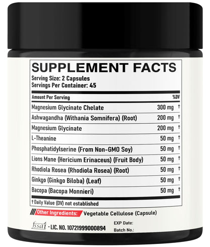 DEDICAD 9in1 Cortisol Supplement - Ashwagandha and Magnesium Glycinate and Chelate - Brain Health & Restful Night & Mood Balance - 90 Capsules Supply 45 Days DEDICADBuy Supplements Australia