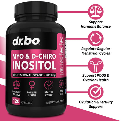 Myo-Inositol & D-Chiro Inositol Supplement Capsules - 40:1 Ratio Hormone Balance DR. BOBuy Supplements Australia