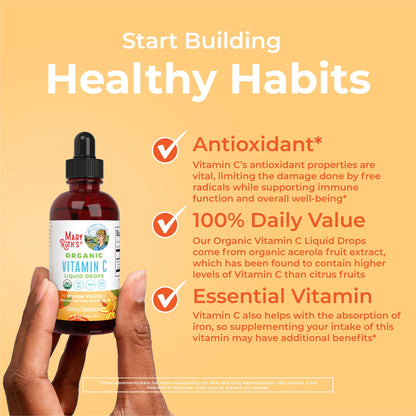 MaryRuth Organics Organic Vitamin C Supplement | Liquid Vitamin C Liquid Drops for Adults & Kids | Immune Support Supplement for Overall Health | Vegan | Non-GMO | Gluten Free | 4 Fl Oz MARYRUTH'SBuy Supplements Australia