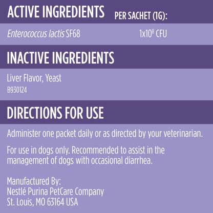 Purina Pro Plan Veterinary Supplements FortiFlora Daily Probiotics for Dogs, Helps Digestive Gut Health and Diarrhea - 30 ct. Box Pro Plan Veterinary DietsBuy Supplements Australia