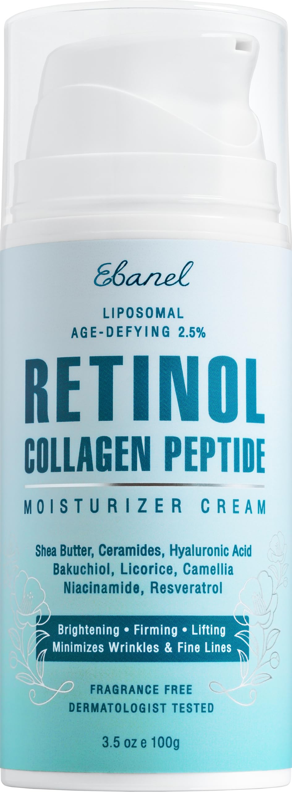 Ebanel Retinol Cream for Face 3.5 oz, Moisturizer with Collagen, Peptides, Ceramides, Hyaluronic Acid, Vitamin C & B5, Firming Anti Aging Face Cream for Wrinkles, Fine Lines, Dark Spots, Day & Night Ebanel buy supplements Au