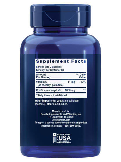Life Extension Creatine Capsules – Creatine Monohydrate – Promotes Strength, Lean Muscle, Healthy Endurance – Non-GMO, Gluten-Free – 120 Capsules Life ExtensionBuy Supplements Australia