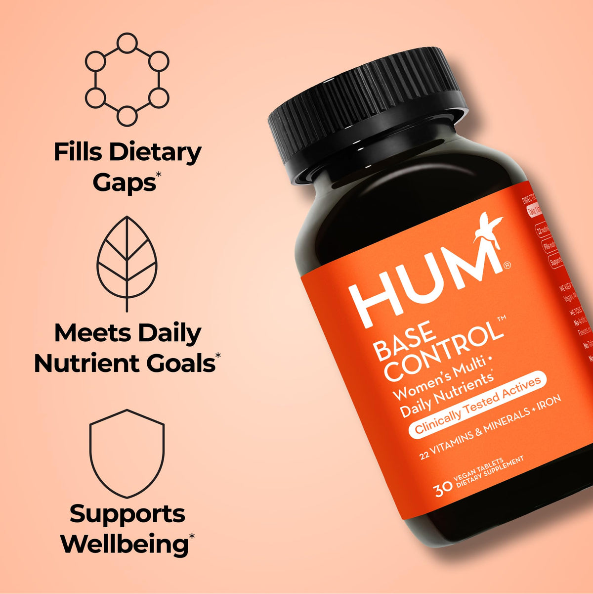 HUM Base Control Multivitamin for Women with Vitamin C, Iron, Biotin, Zinc, B Complex, Daily Women's Multivitamin, 22 Essential Vitamins & Minerals HUMBuy Supplements Australia