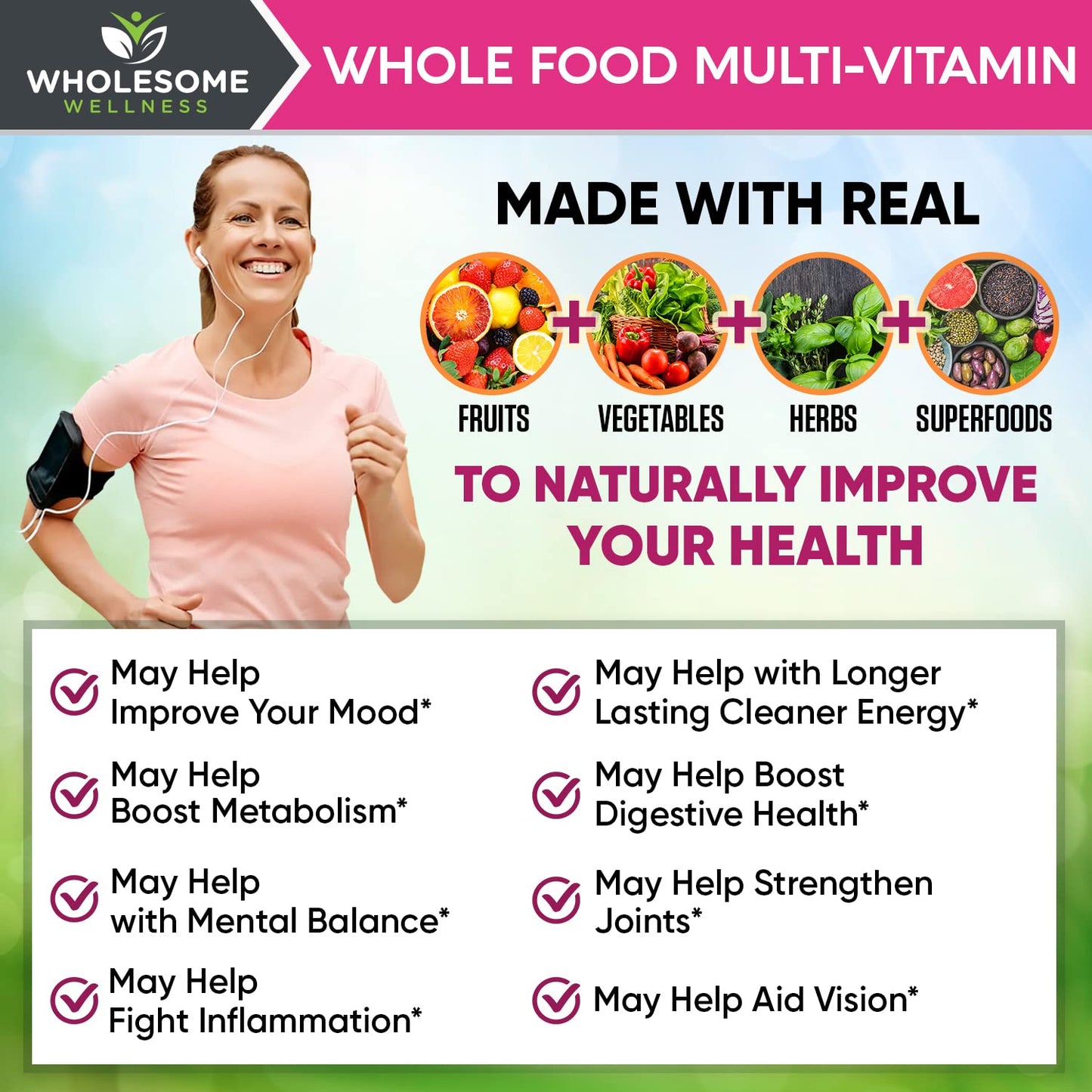 Wholesome Wellness Whole Food Multivitamin for Women - Natural Multi Vitamins, Minerals, Organic Extracts - 120 Tablets Wholesome WellnessBuy Supplements Australia