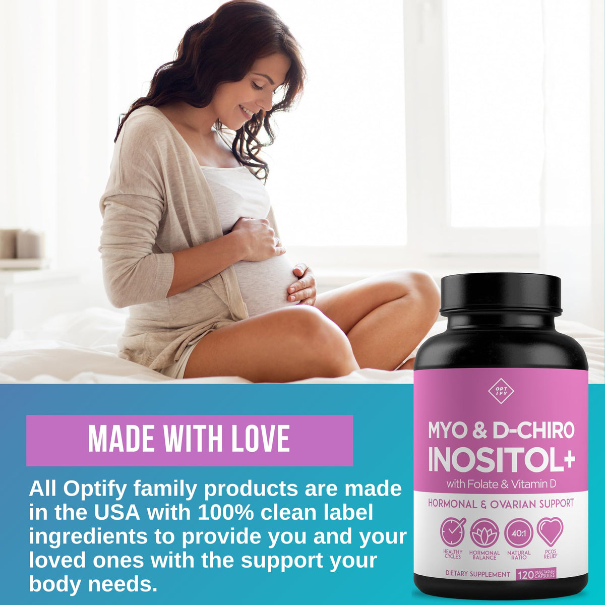 Premium Inositol Supplement - Myo-Inositol and D-Chiro Inositol Plus Folate and Vitamin OptifyBuy Supplements Australia
