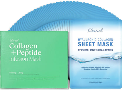 Ebanel Bundle of 40-Pack Collagen Face Mask and 8-Pack Collagen Peptide Infusion Mask Ebanel buy supplements Au