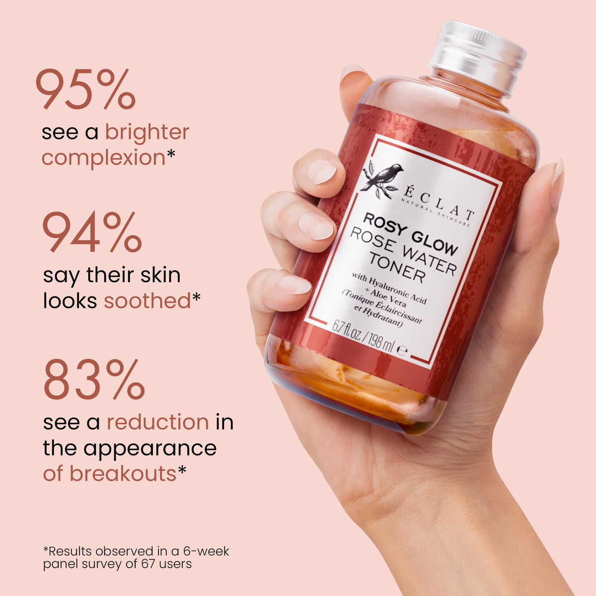 Eclat Skincare Rose Water Toner – Hydrating Toner for Face - Rosewater with Hyaluronic Acid & Aloe Vera - Alcohol Free & Skin Soothing Formula - Rejuvenating & Calming Facial Skin Care Eclat Skincare buy supplements Au