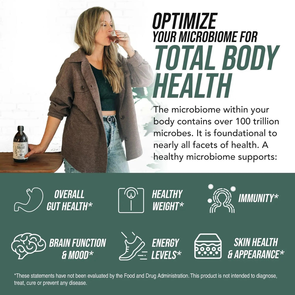 Flora Biome - Live Probiotic, Prebiotic, & Postbiotic – Organic Live-Culture – 10 Probiotic Strains, 18 Fermented Herbs - Complete Gut Health & Microbiome Optimizer (16 oz) Triquetra HealthBuy Supplements Australia