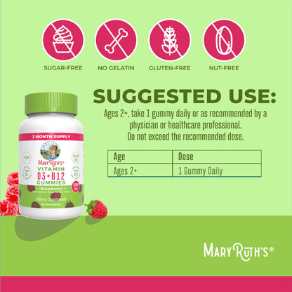 MaryRuth Organics Sugar Free | 2 Month Supply | Vitamin D & B12 Vitamin Supplements for Adults & Kids | Bone Health | Immune Support | Vegan | Non-GMO | 60 Servings MARYRUTH'SBuy Supplements Australia