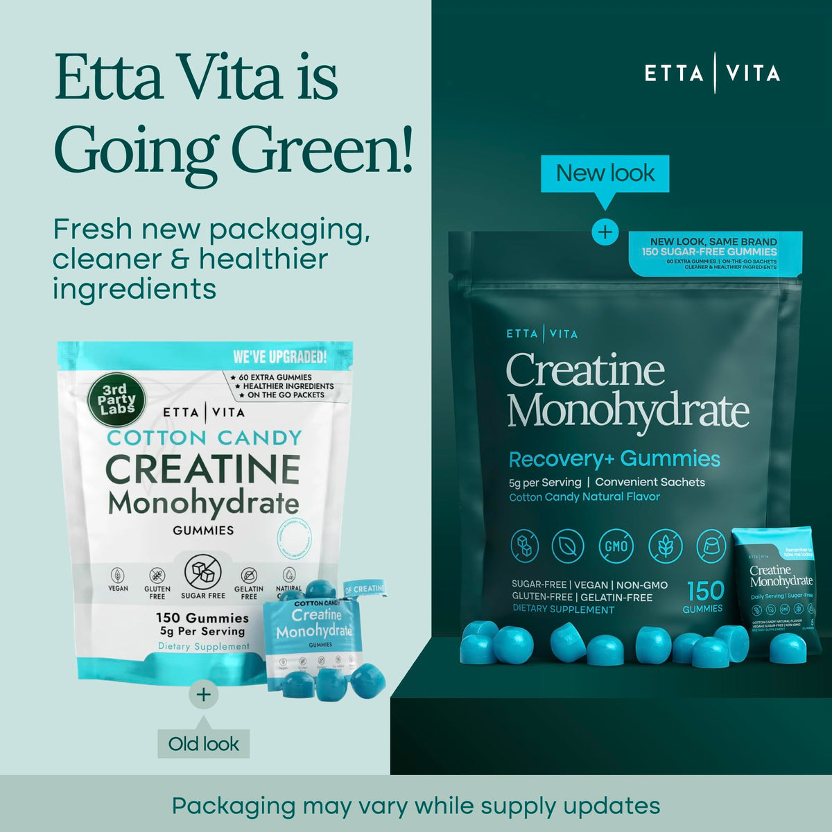 Sugar-Free Creatine Monohydrate Gummies (5g Per Packet) - Potent Creatine Gummies for Men & Women, Supplement for Muscle Support, Cognitive Function - Non-GMO, Gluten-Free, Mucuna Pruriens Etta VitaBuy Supplements Australia