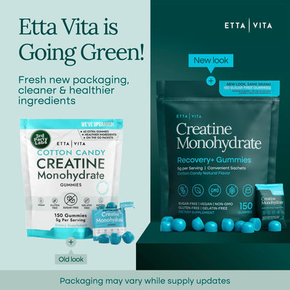 Sugar-Free Creatine Monohydrate Gummies (5g Per Packet) - Potent Creatine Gummies for Men & Women, Supplement for Muscle Support, Cognitive Function - Non-GMO, Gluten-Free, Mucuna Pruriens Etta VitaBuy Supplements Australia