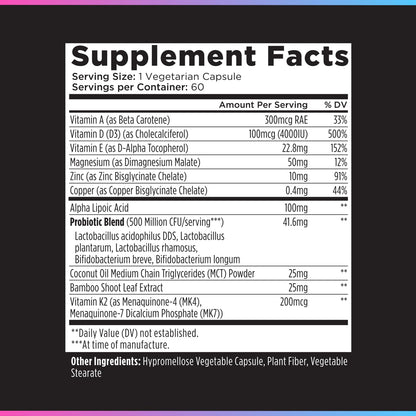 Livingood Daily Vitamin D3 K2 4000 IU Supplement, 9-in-1 Dietary Supplement for Immune Support - Made with Vitamins D, A, E, K2, Zinc, Magnesium & Probiotic Blend