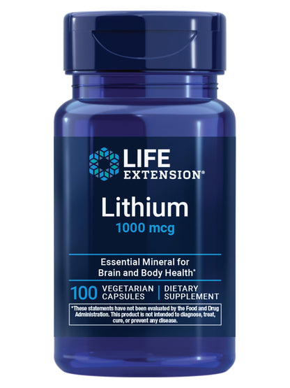 Life Extension Lithium, 1000 mcg – Lithium Orotate – Helps Maintain Cognitive Function & Memory – Low-Dose Formula – Non-GMO, Gluten-Free,