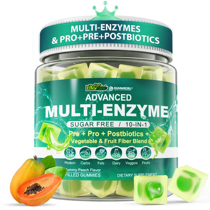 Digestive Enzymes Gummies for Women & Men, Multi-Enzymes with 90Billion CFU Probiotics and Prebiotics & Postbiotic, Vegetable & Fruit Fiber Blend, Super Enzymes for Digestive & Gut Health,Immune,60Cts EnvyCureBuy Supplements Australia