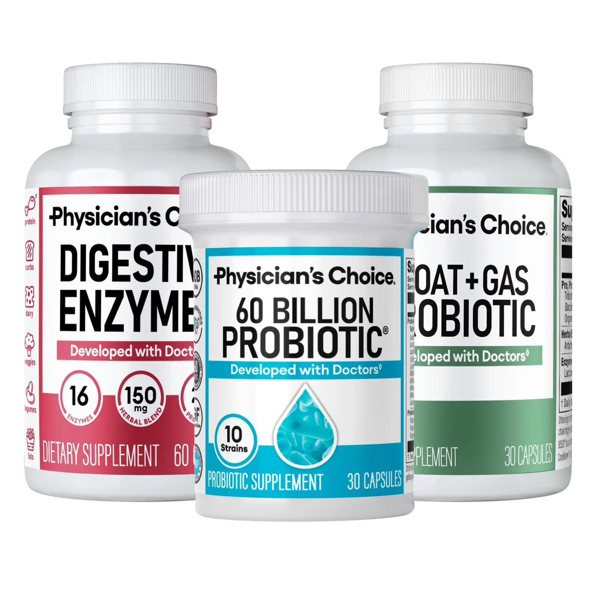 Physician's CHOICE Gut Guardian Bundle: Advanced Bloating & Digestion Support with 60 Billion Probiotic, Digestive Enzymes & Bloat + Gas Probiotic - Daily Gut Health Support for Women and Men Physician's CHOICEBuy Supplements Australia