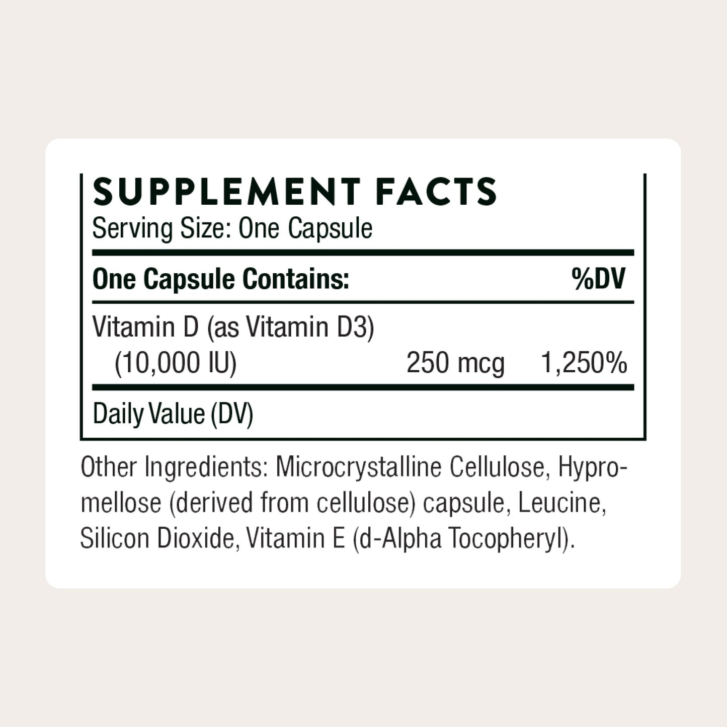 THORNE - Vitamin D3 Supplement - Supports Healthy Bones, Teeth, Muscles, Cardiovascular & Immune Function* - Gluten, Dairy & Soy-Free - 10,000 IU - 60 Servings THORNEBuy Supplements Australia