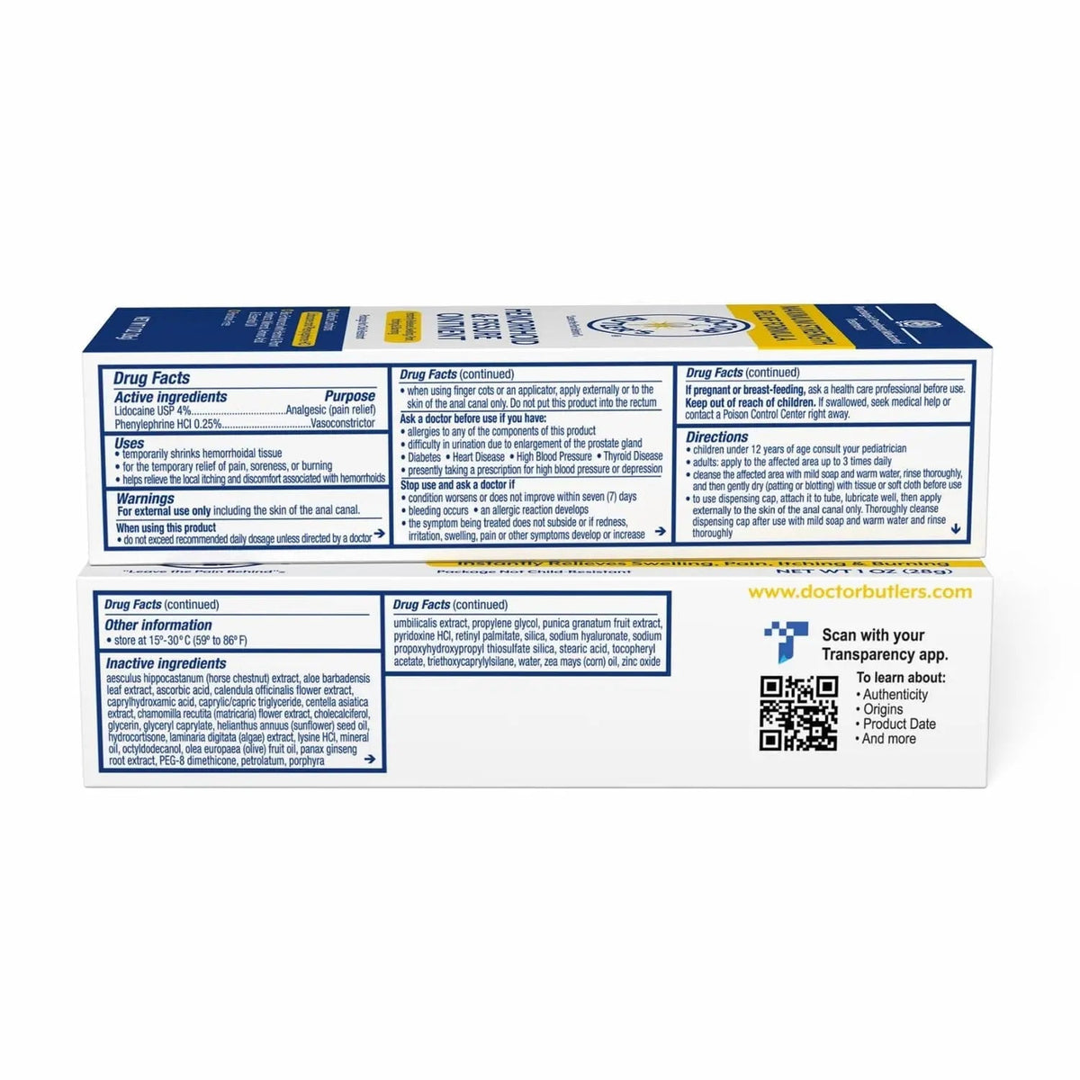 Doctor Butler’s Hemorrhoid & Fissure Ointment – Hemorrhoid Treatment and Hemorrhoid Cream with Lidocaine and Phenylephrine HCI for Fast Acting Relief of Pain, Swelling, Discomfort, and Itching (1 oz.) Doctor Butler'sBuy Supplements Australia