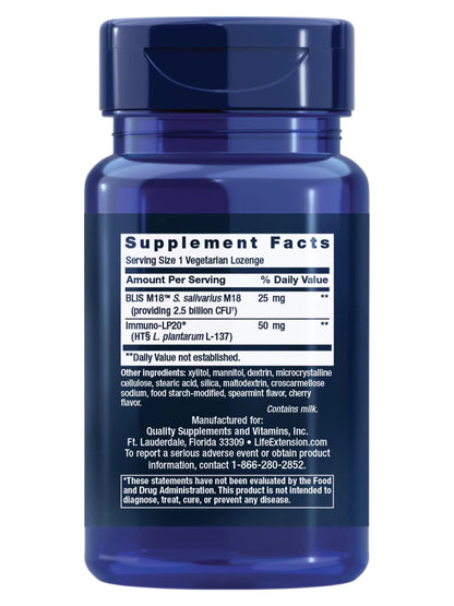 Life Extension FLORASSIST® Probiotic Oral Hygiene, Oral probiotic for Teeth and Gums, pH Levels, Dental Hygiene, Immune Support, BLIS M18™, Once Daily, Gluten Free, Vegetarian, 30 lozenges Life ExtensionBuy Supplements Australia