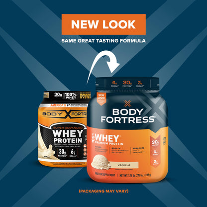 Body Fortress 100% Whey, Premium Protein Powder, Vanilla, 1.74lbs (Packaging May Vary) Body FortressBuy Supplements Australia