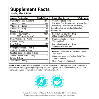 DrBioCare Collagen Peptides for Women, Beauty Vitamin & Mineral Supplement,Contains Vitamin D3, Probiotics for Women & Collagen Peptides,Vitamin B Complex,Vitamin E 180 Tablets DrBioCareBuy Supplements Australia