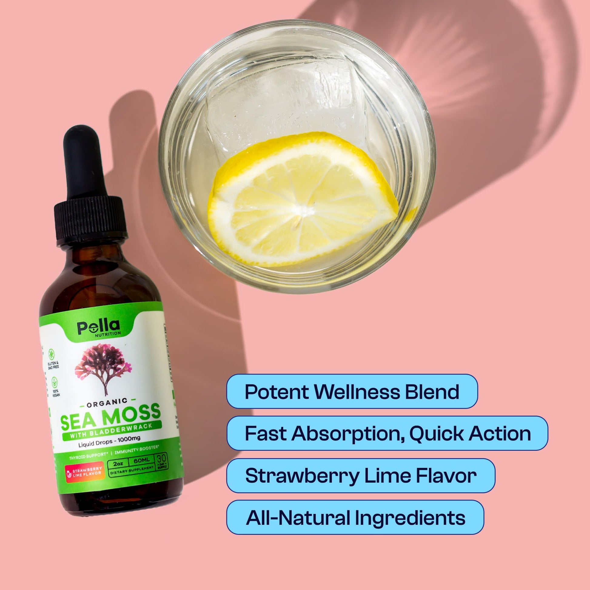 Organic Sea Moss Drops - 1000mg Irish Sea Moss - 4X Stronger than Sea Moss Gel Pella NutritionBuy Supplements Australia