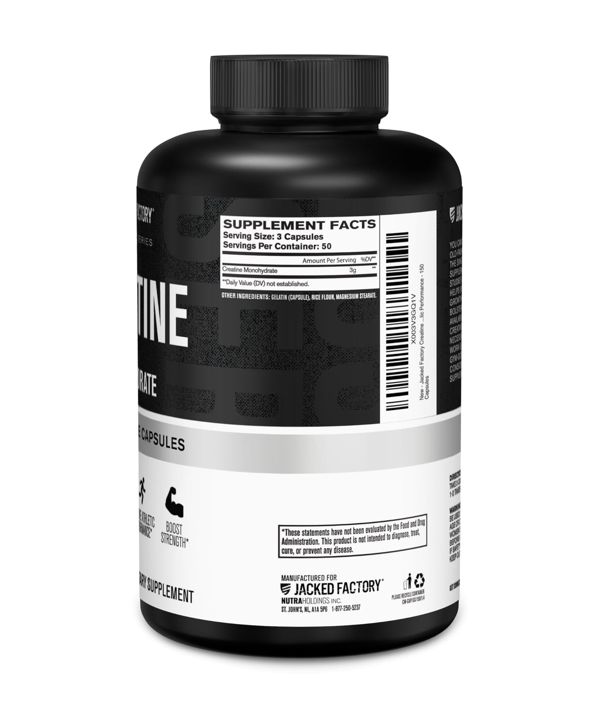 Jacked Factory Creatine Monohydrate Capsules - Creatine Pills for Muscle Growth, Increased Strength, Enhanced Energy Output and Improved Athletic Performance - 150 Capsules Jacked FactoryBuy Supplements Australia