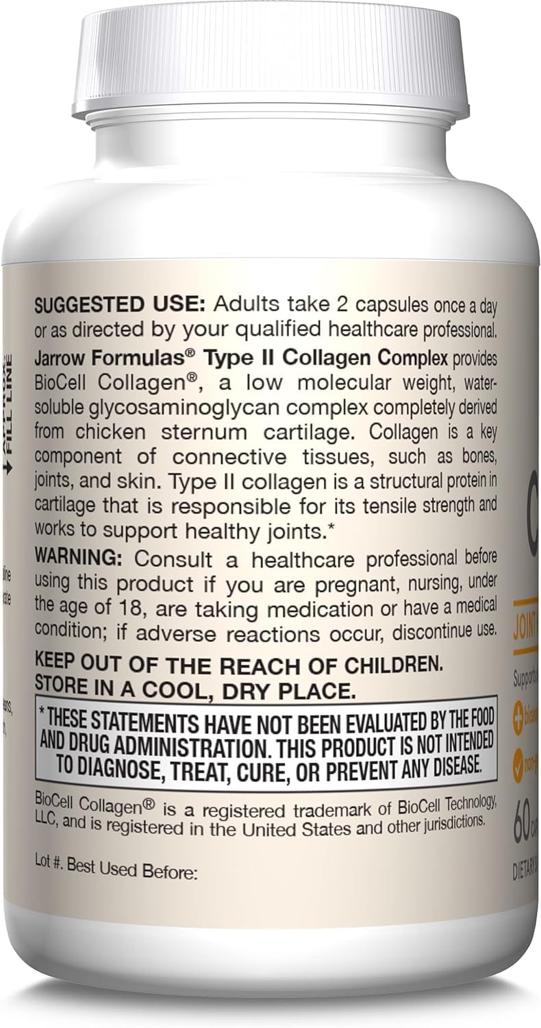 Jarrow's Type II Collagen Complex (Type 2 Collagen), 60 Capsules, Lab-Tested TudorBuy Supplements Australia