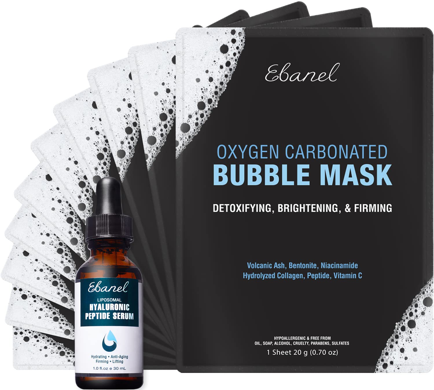 Ebanel Bundle of 10 Pack Bubble Clay Masks, and 2.5% Retinol Serum Ebanel buy supplements Au