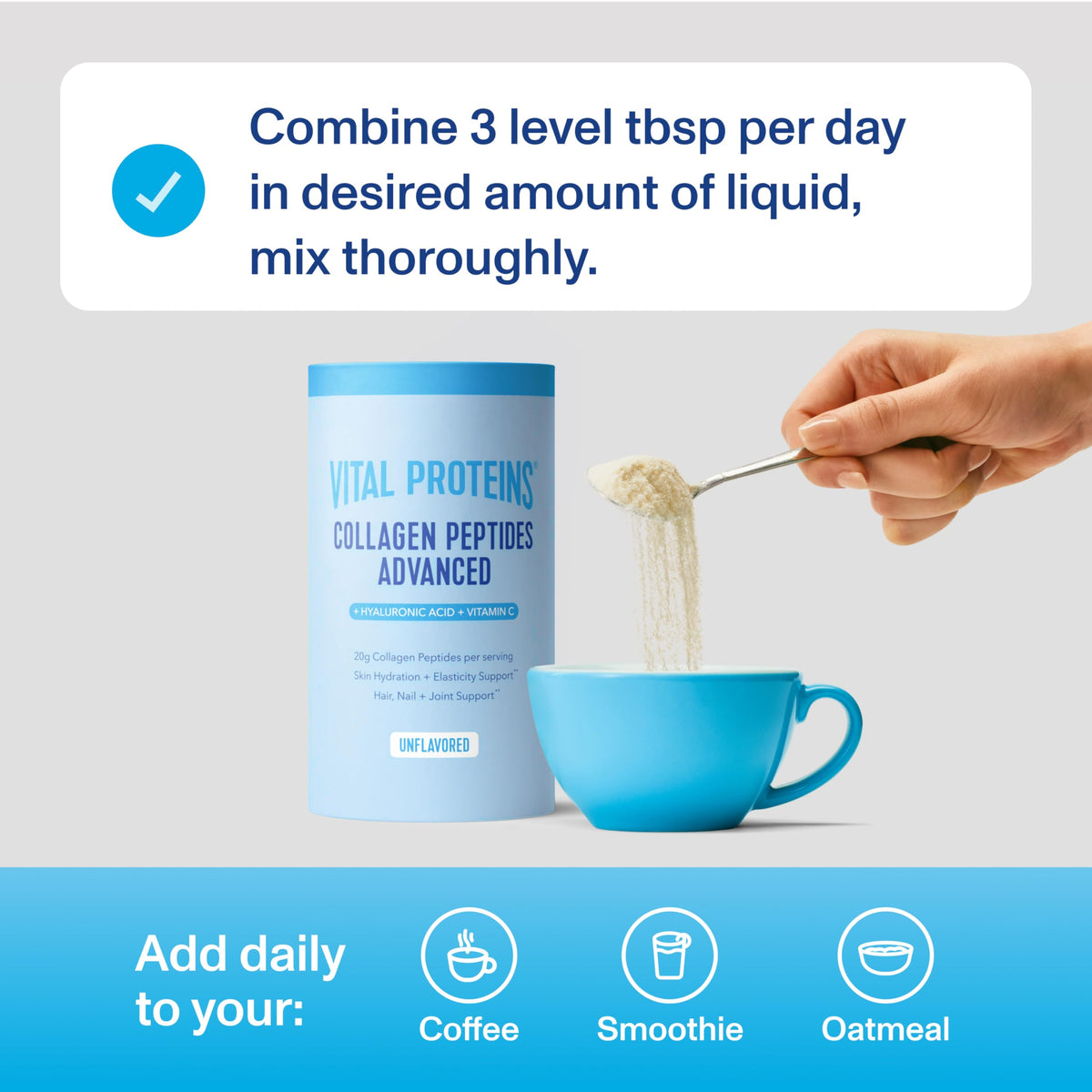 Vital Proteins Collagen Peptides Powder Advanced with Hyaluronic Acid & Vitamin C, Collagen Supplements, Unflavored, 12 Servings Vital ProteinsBuy Supplements Australia