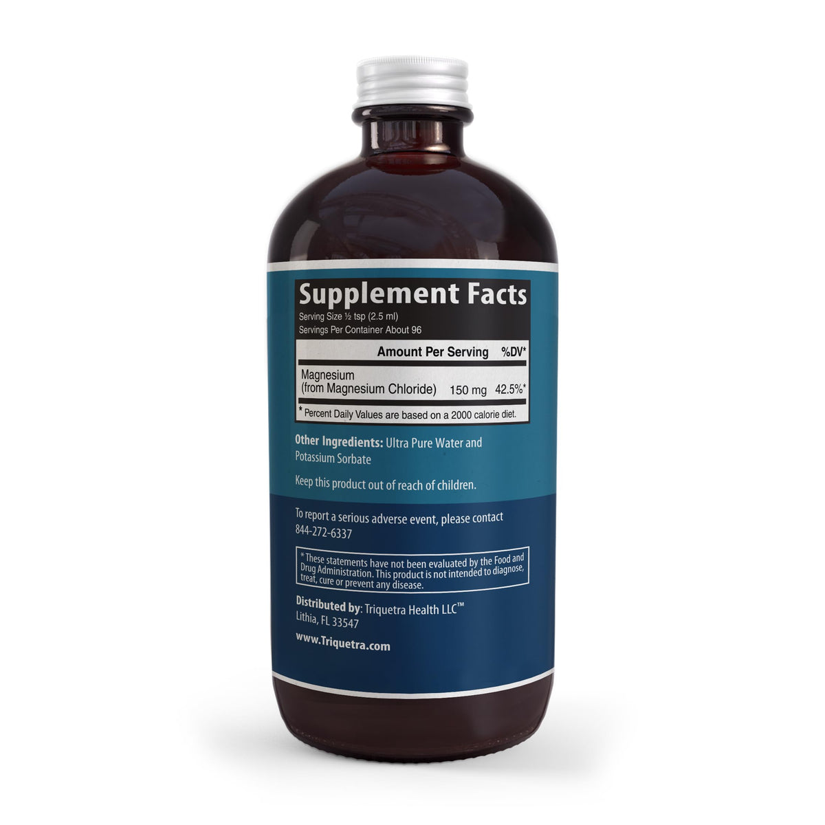 Liquid Magnesium | 8 oz - Ionic Magnesium Chloride, Highest & Fastest Absorption - Calm Mood, Sleep, Muscle Cramps & Spasms, Natural Laxative – Vegan, Glass Bottle (96 Servings) Triquetra HealthBuy Supplements Australia