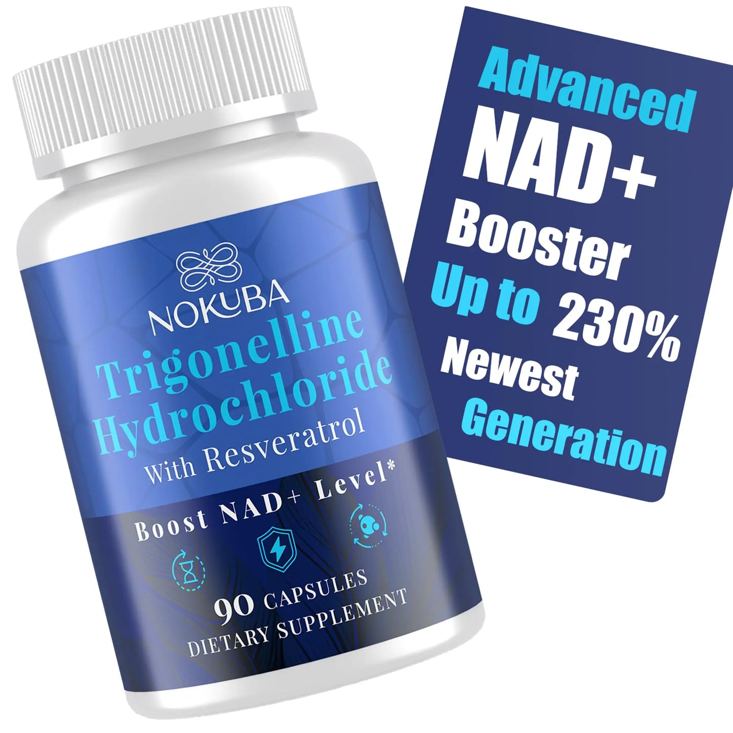 Nokuba NAD Supplement - NMNH Alternative with Trigonelline HCL 500mg & Resveratrol - NAD+ Precursors Plant Extraction - Support Cellular Energy & Healthy Aging & Brain for Women & Men - 90 Capsules NokubaBuy Supplements Australia