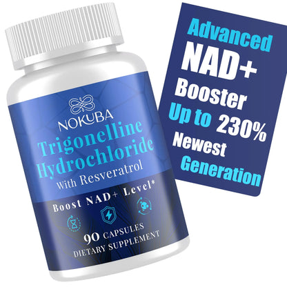 Nokuba NAD Supplement - NMNH Alternative with Trigonelline HCL 500mg & Resveratrol - NAD+ Precursors Plant Extraction - Support Cellular Energy & Healthy Aging & Brain for Women & Men - 90 Capsules NokubaBuy Supplements Australia