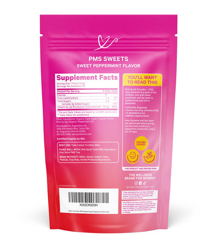 Pink Stork Organic PMS Support Sweets for Teens and Women - Simple & Natural Ingredients Vitamin B6 and Peppermint - Period, Digestion, Bloating, Mood Swings - 30 Drops Pink Stork buy supplements Au