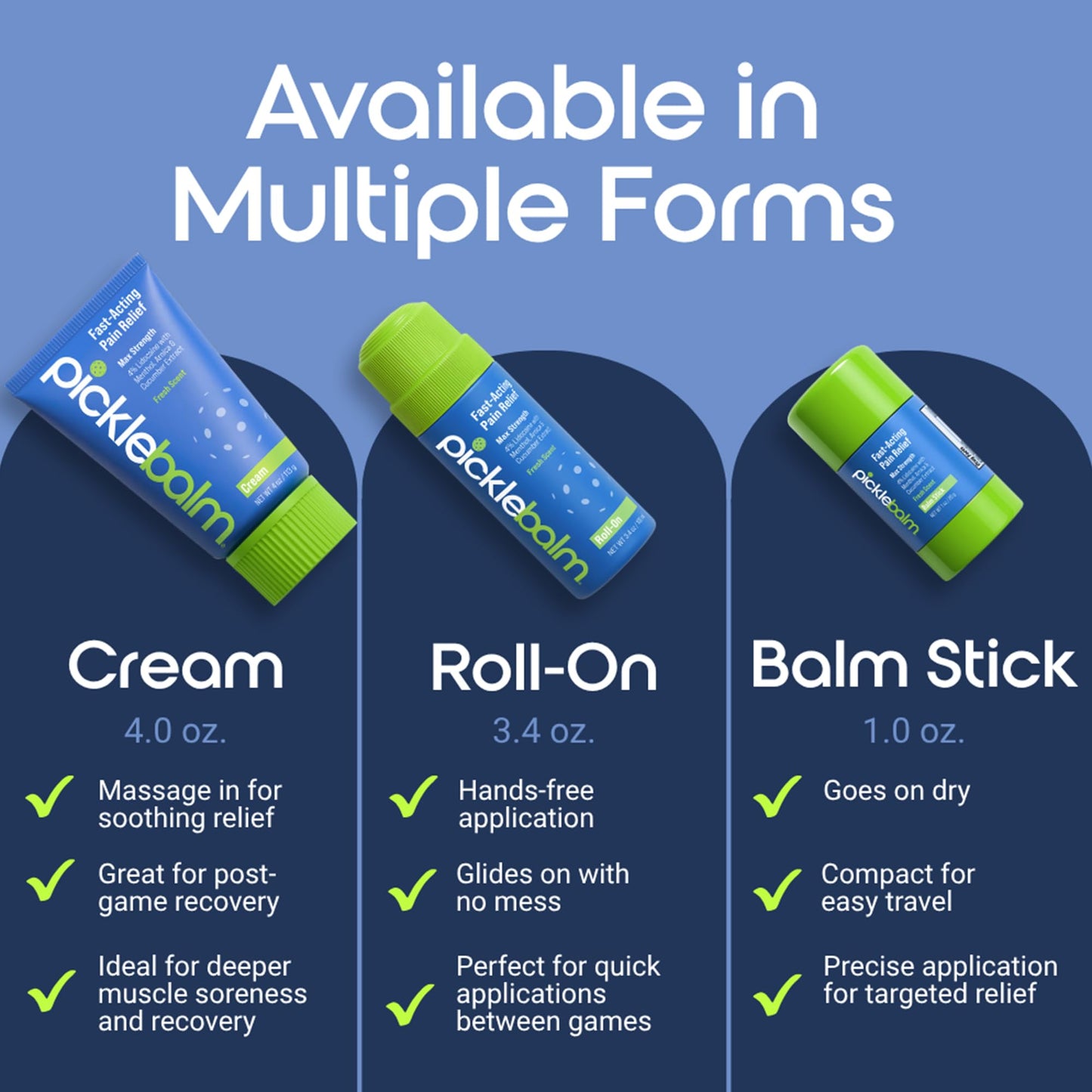 PickleBalm Pickleball In-Game Muscle Pain Relief Roll-On with 4% Lidocaine, Arnica, Menthol, Cucumber Seed Extract for Shoulders, Knees, Wrists, and More, 3.4oz Roll-On Applicator PickleBalmBuy Supplements Australia